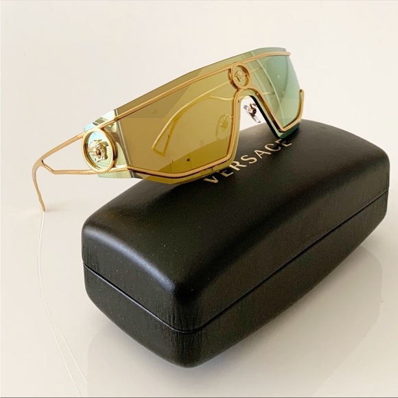 Versace Unisex Gold Mirrored Sunglasses, New - Picture 7 of 14